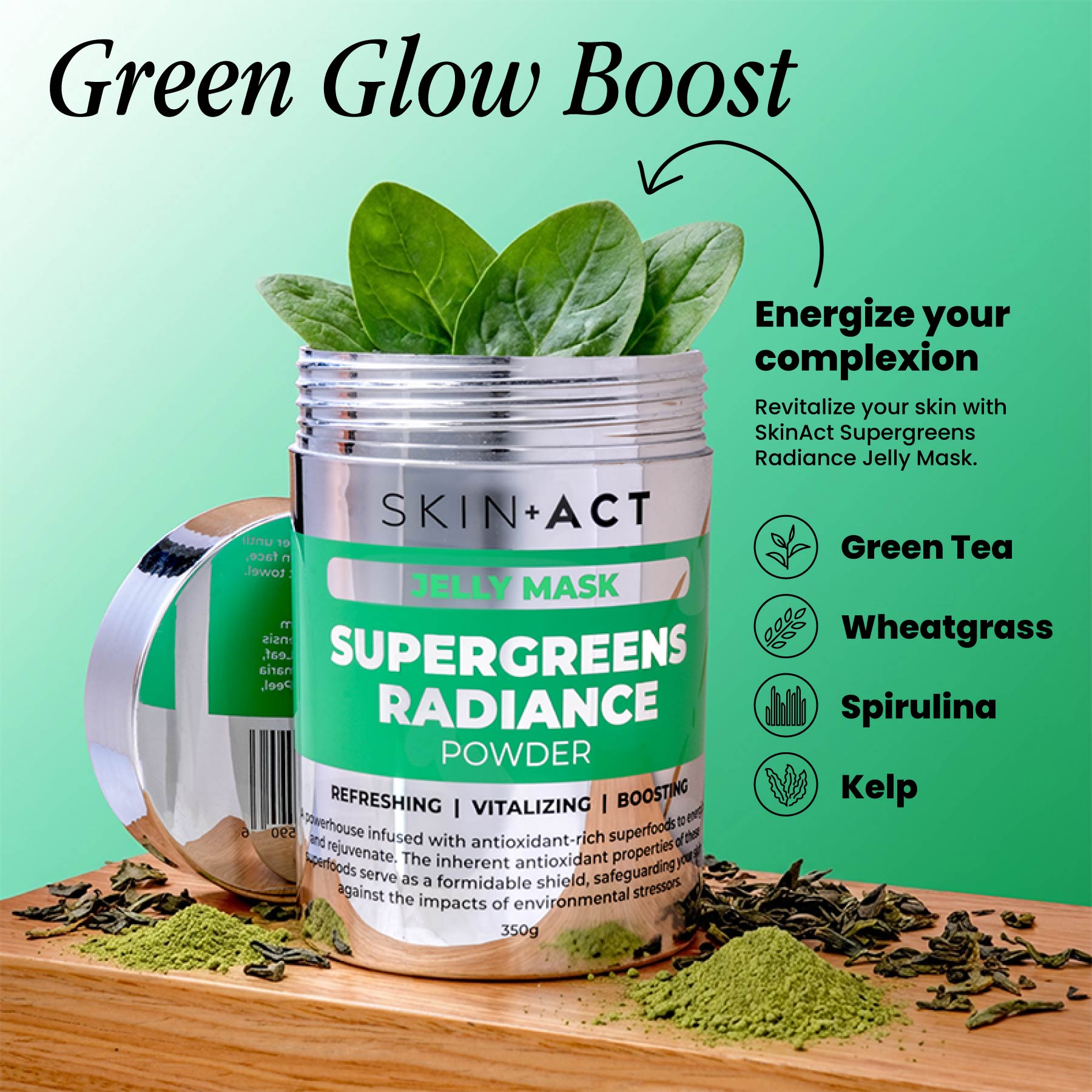 Supergreens Radiance Jelly Mask Powder, 350g