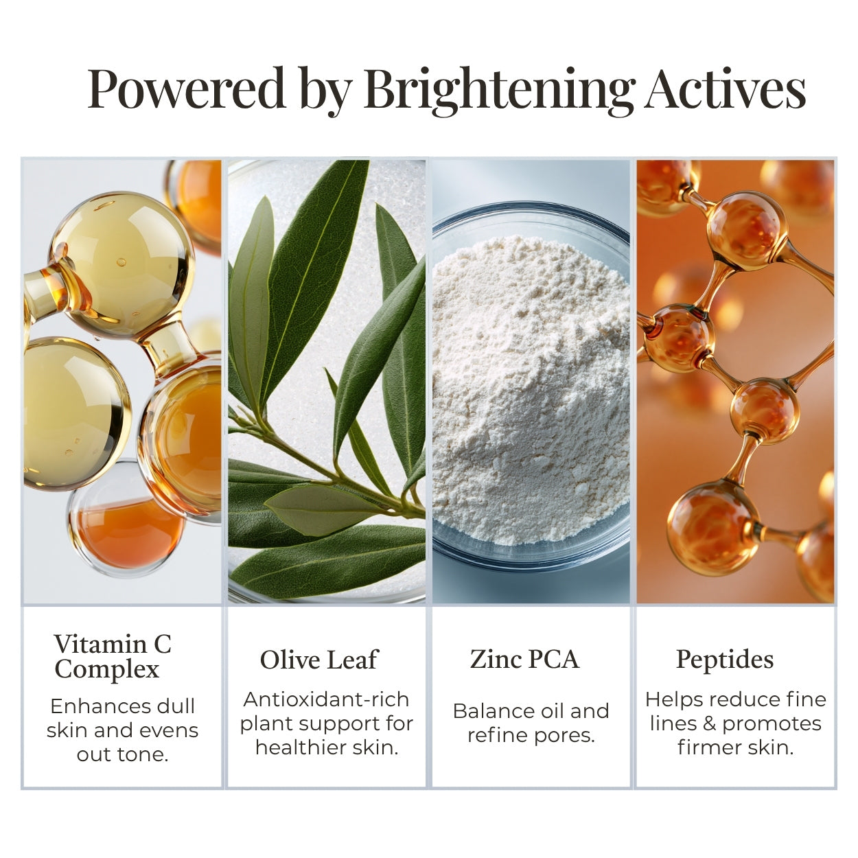 Skinact Vitamin C Brightening Serum of skincare ingredients with descriptions and benefits.