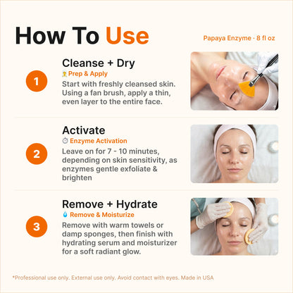 Instructions on how to use a facial product with step-by-step guidance and images of application.