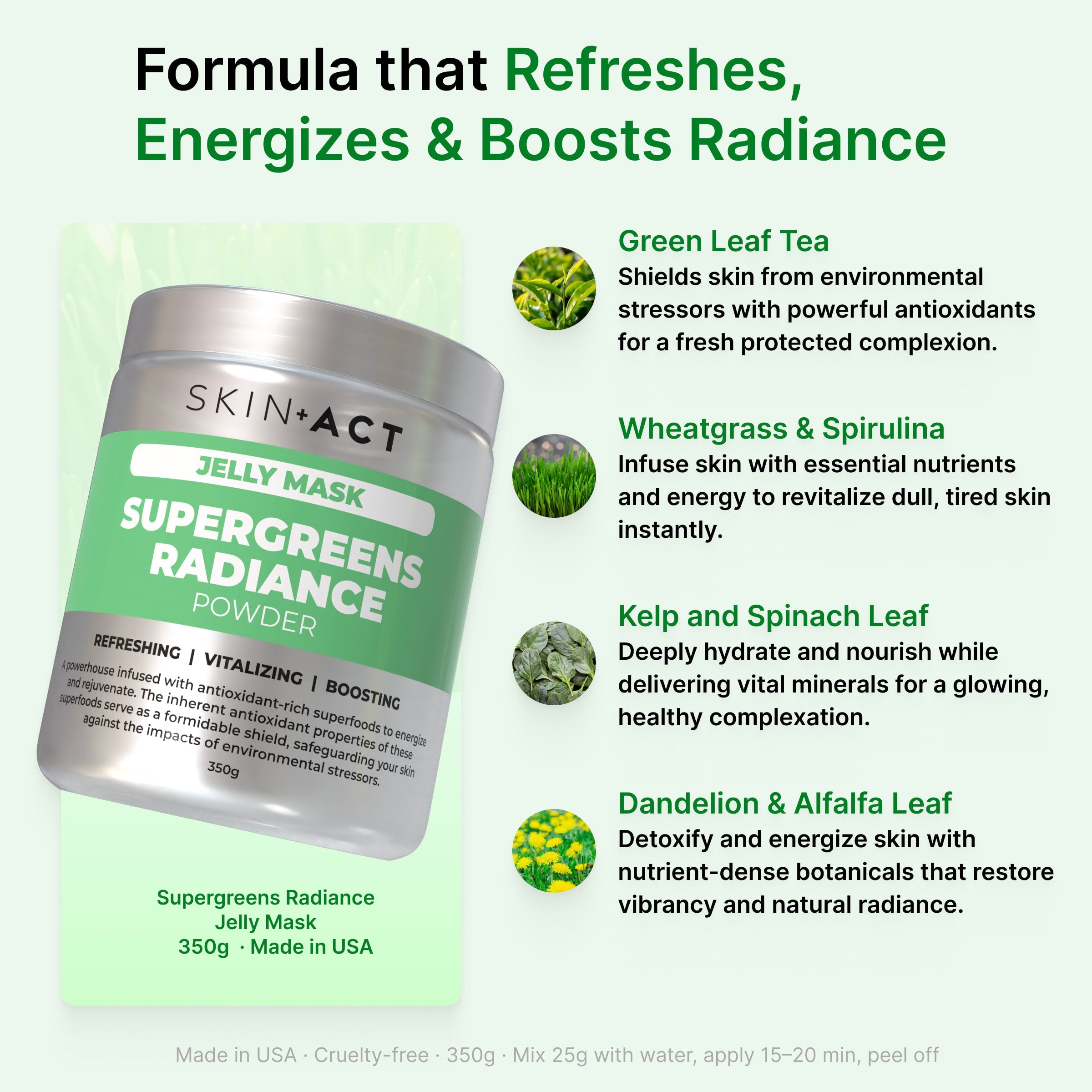 Supergreens Radiance Jelly Mask Powder, 350g